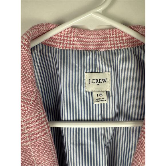 J. Crew One Button Pink Plaid Blazer Size 16 - Picture 2 of 8